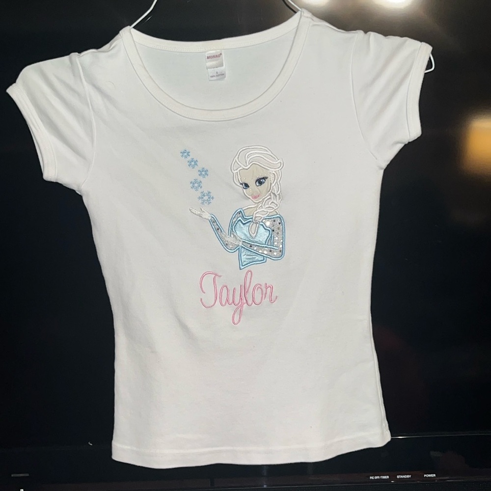 Frozen Elsa “Taylor” Shirt, Personalized “Taylor”, size 6